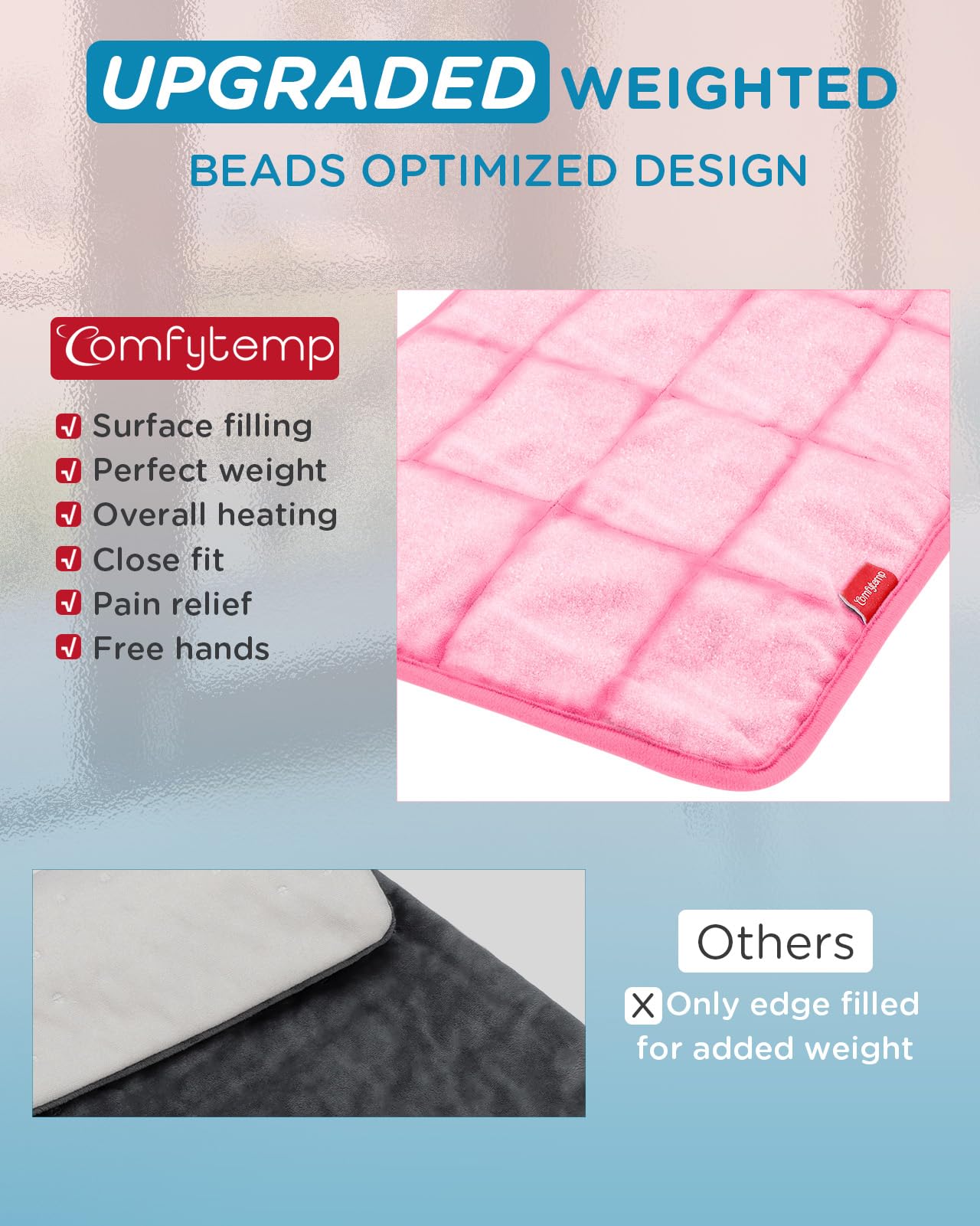 Comfytemp Weighted Heating Pad for Back & Period Cramps, FSA Eligible, Birthday Gifts for Mom Dad Women Men, 2.2lb HSA Electric Heat Pad for Neck Shoulder Pain Relief, 2H Auto-Off Heated Pad, 12x24