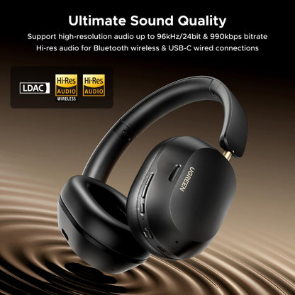 UGREEN HiTune Max5c Wireless Headphones Hybrid Active Noise Cancelling Bluetooth 5.4 ANC Over Ear Earphone, Hi-Res LDAC & Spatial Audio, Clear Call with Mic, EQ & App, 75H Playtime, Dual Connection