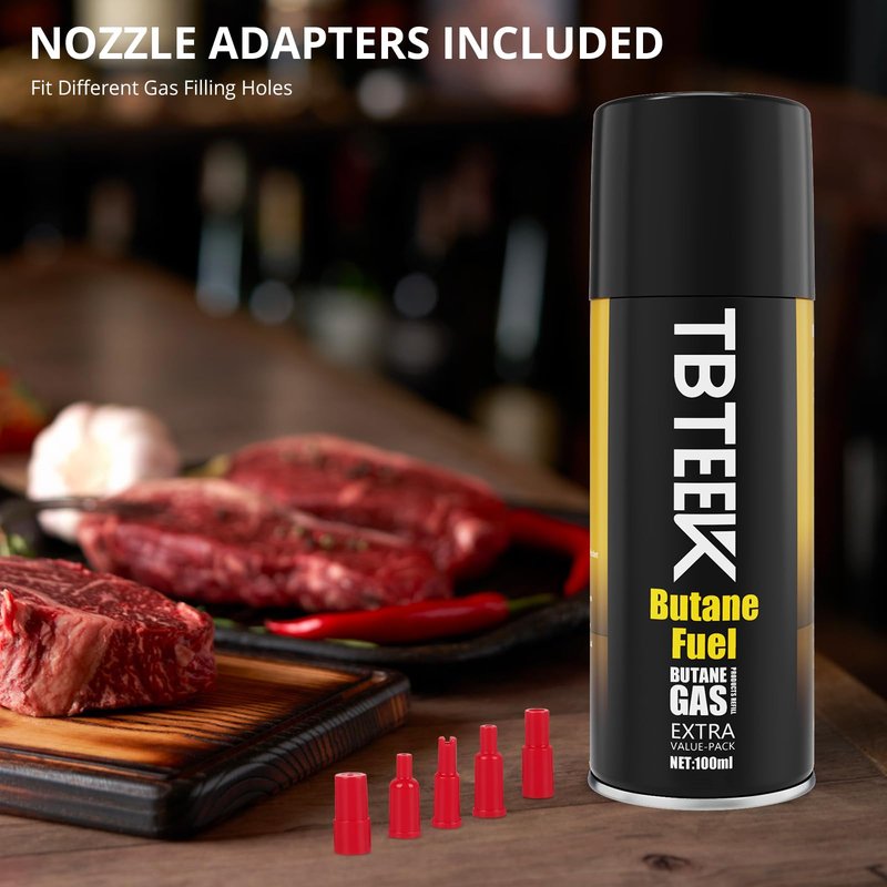 TBTeek Butane Refill, Ultra-Refined Lighter Fluid Refill, 100ml Butane Fuel Refill, Butane Canister for Torch Lighter, Butane Torch, Kitchen Blow Torch (1 Can)