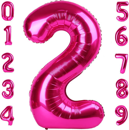 Skiennix 40-Inch Hot Pink Number Balloons - Perfect for 2nd, 12th, 21st Birthday & Celebration Decor
