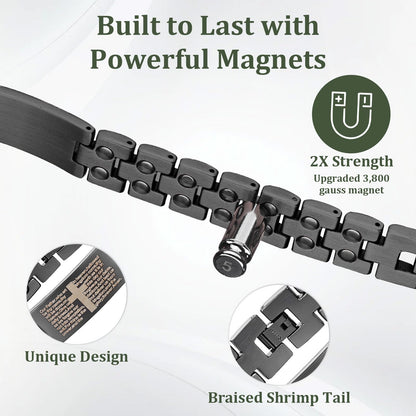 Fashtour Copper Magnetic Cross Bracelet for Men - Ultra Strength Magnetic Mens Cross - With Size Adjustment Tool (Copper CB184U)