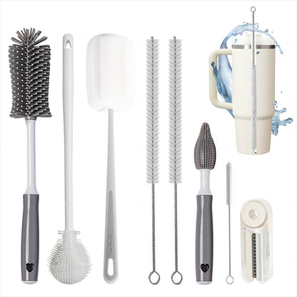 Dosanlues 8Pcs Water Bottle Cleaner Brush Compatible with Stanley, Multipurpose Brush Cleaner Kit with Nylon Straw Brush 4 in 1 Bottle Gap Cleaner and Silicone Cup Cleaners
