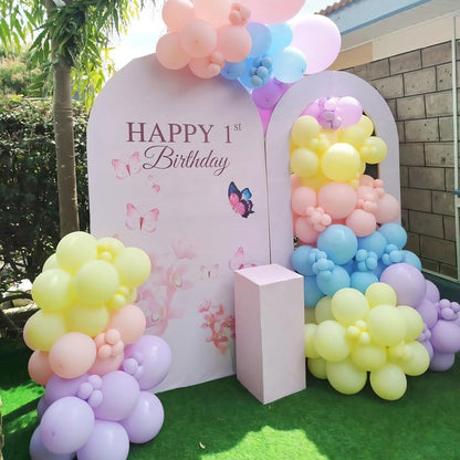 110pcs Balloons Arch Kit 12 Inch Metallic Chrome Gold Balloon Garland for Wedding Birthday Anniversary Graduation Baby Shower Party Decorations (Pastel Rainbow, 12 inch)