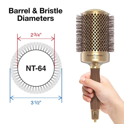 Olivia Garden NanoThermic Ceramic + Ion Round Thermal Hair Brush - Not Electrical - Professional Blowout Brush for Normal to Thick Hair