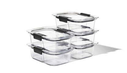 Rubbermaid Brilliance Meal Prep Containers, 2-Compartment Food Storage Containers, 2.85 Cup, 5-Pack, BPA-Free, Clear/Grey