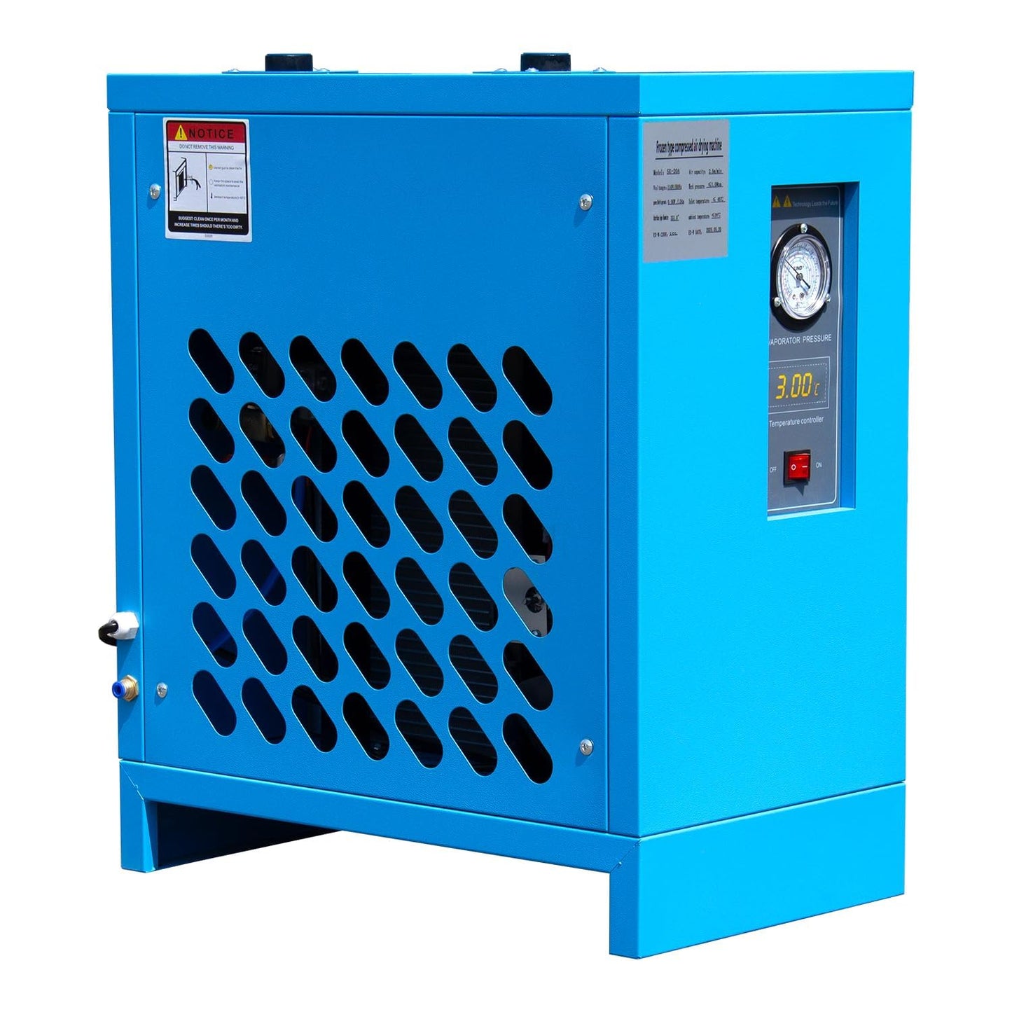 Torin Industrial Refrigerated Air Dryer 110V 70 CFM, 0.75 KW for 15HP-20HP Rotary Screw Air Compressors – R134a Cooling System – Removes Moisture, Oil, Dust