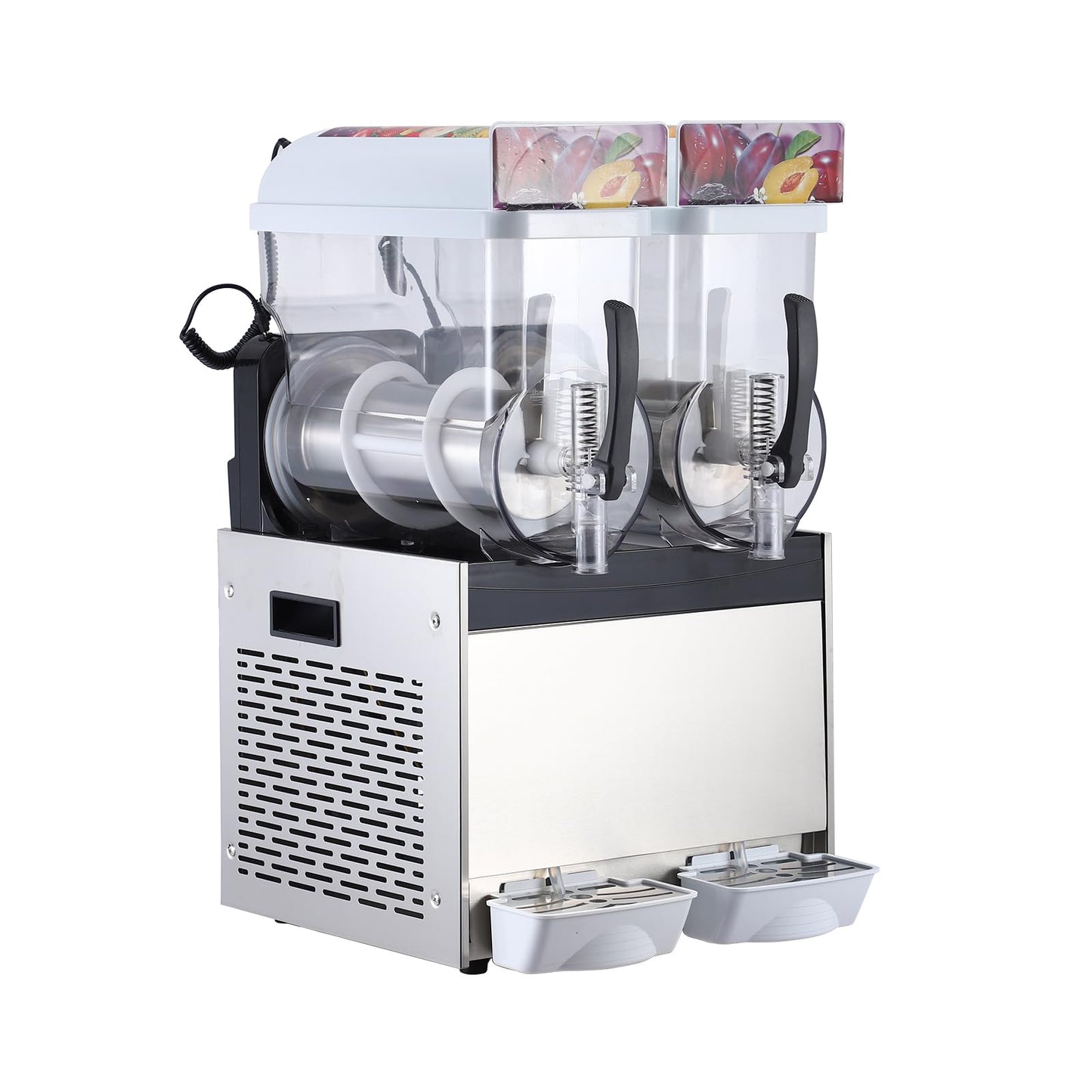 Commercial Slushy Machine, 15Lx2 Double Tank Margarita Machine, Stainless Steel High-Speed Self-Cleaning Frozen Drink Slushie Machine for Bars Restaurants Cafe Home Use
