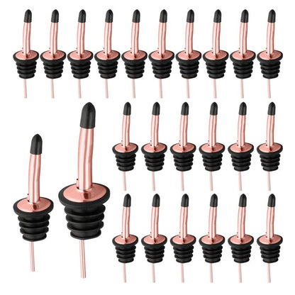 Pafusen 24 Pack Liquor Bottle Pourers, Liquor Pour Spout for Liquor Bottles, Stainless Steel Olive oil Dispenser Spout, Alcohol Pourer Spouts Dust Caps Covers, Rose Gold