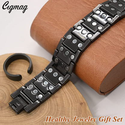 Cigmag 3X Copper Bracelet for Men Triple Ultra Strength Magnets Pure Copper Magnetic Bracelet & Ring Set with Adjustable Sizing Tool