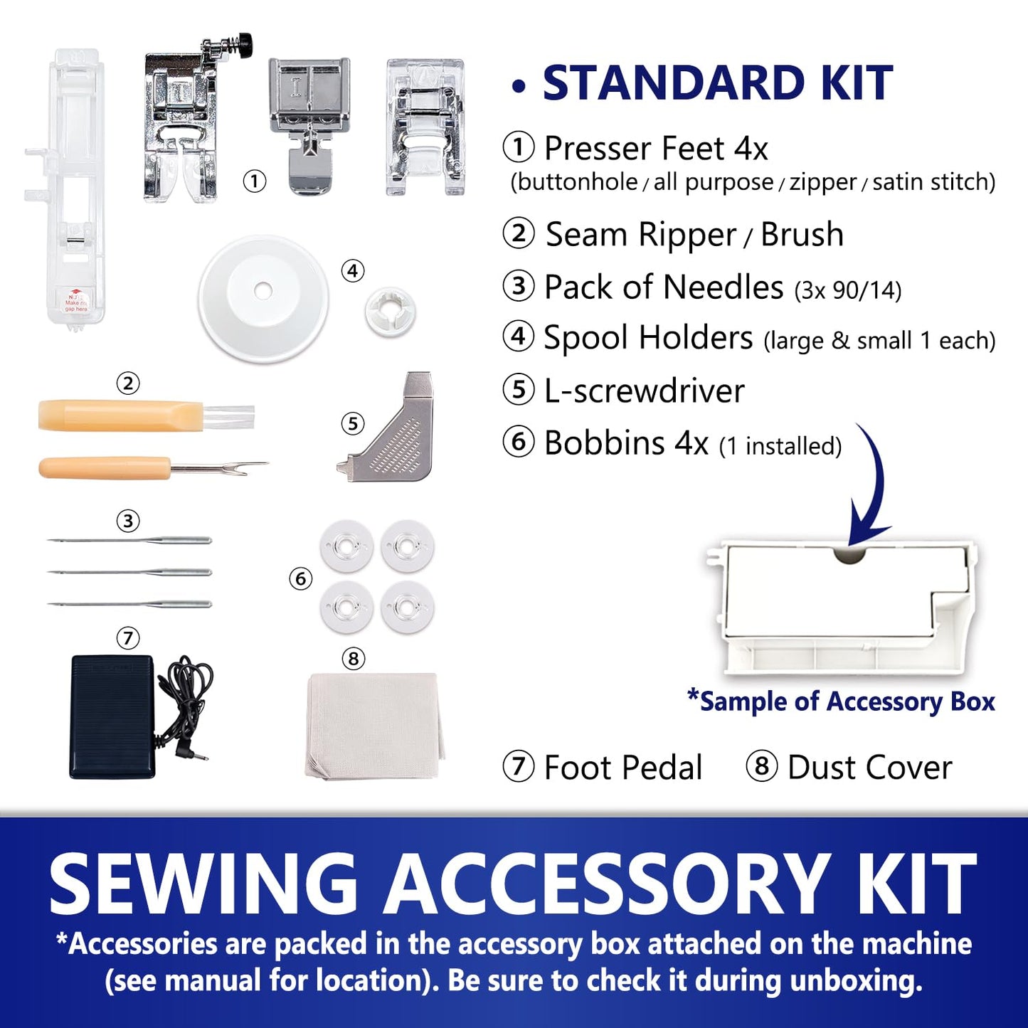 MILLEPUNTI MHP30 Electronic Sewing Machine, Big LCD Display, 40 Built-in Stitches, Accessory Kit, Automatic Needle Threader, Computerized Sewing Machine for Beginners, Seniors, Adults