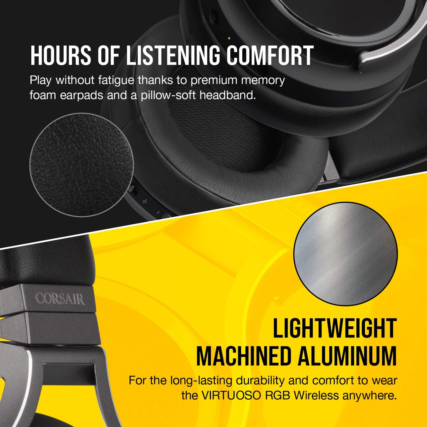 Corsair Virtuoso RGB Wireless Gaming Headset - High-Fidelity 7.1 Surround Sound w/Broadcast Quality Microphone - Memory Foam Earcups - 20 Hour Battery Life - Works with PC, PS5, PS4 – Carbon, Premium