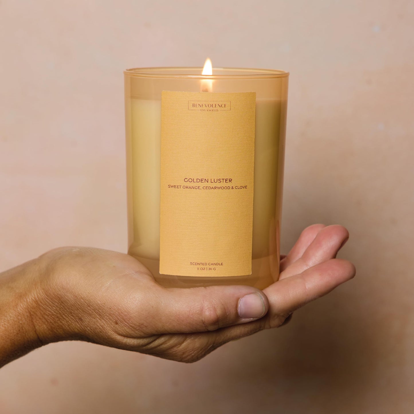 Orange, Cedarwood & Clove Scented Candle | 11oz, 60 Hour Burn | Natural Soy Wax, Cotton Wick | Soy Scented Candles for Home | Sun-Kissed Collection - Golden Luster