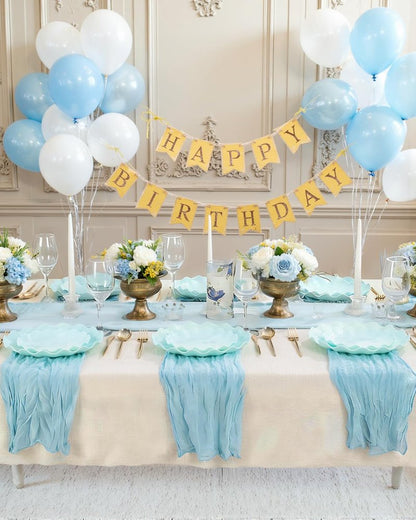 LIYH 20 Pcs 7.5 Inch Ice Blue Plastic Scalloped Plates Reusable - Unbreakable Dessert Plastic Cake Plates Dishwasher Safe Perfect for Party Birthday