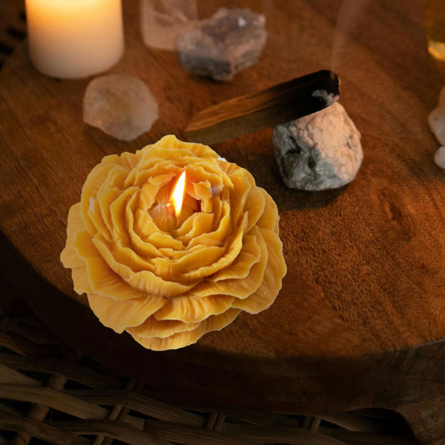 Peony Flower Shape Candles 1 Pack Soy Wax Decorative Candle for Bedroom Home Scented Candle Gift to Friends Family (Orange)