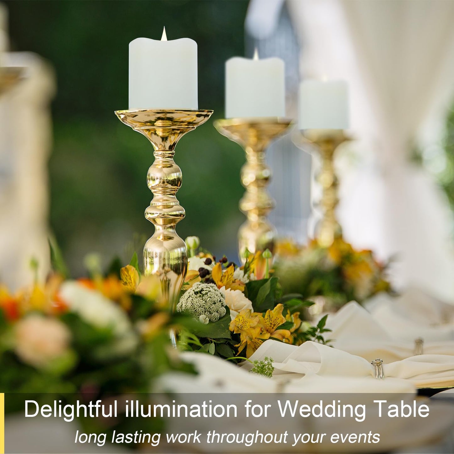 TECHLONG Flameless Candles Battery Operated with Timer, 3D Moving Flame Flickering, Last 600+ Hours Battery Candles, 3" x 3" Ivory Real Wax Electric LED Candle for Wedding Party Decorations