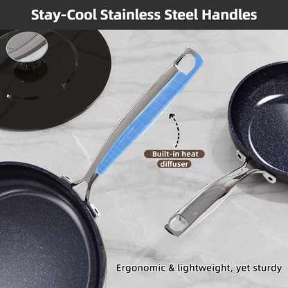 Nuwave Lux 13pc Forged Lightweight Cookware Set PFAS Free, Healthy G10 Duralon Ceramic Coating, Ultra Non-Stick, Stay-Cool Handles, Works on All Cooktops & Induction Ready