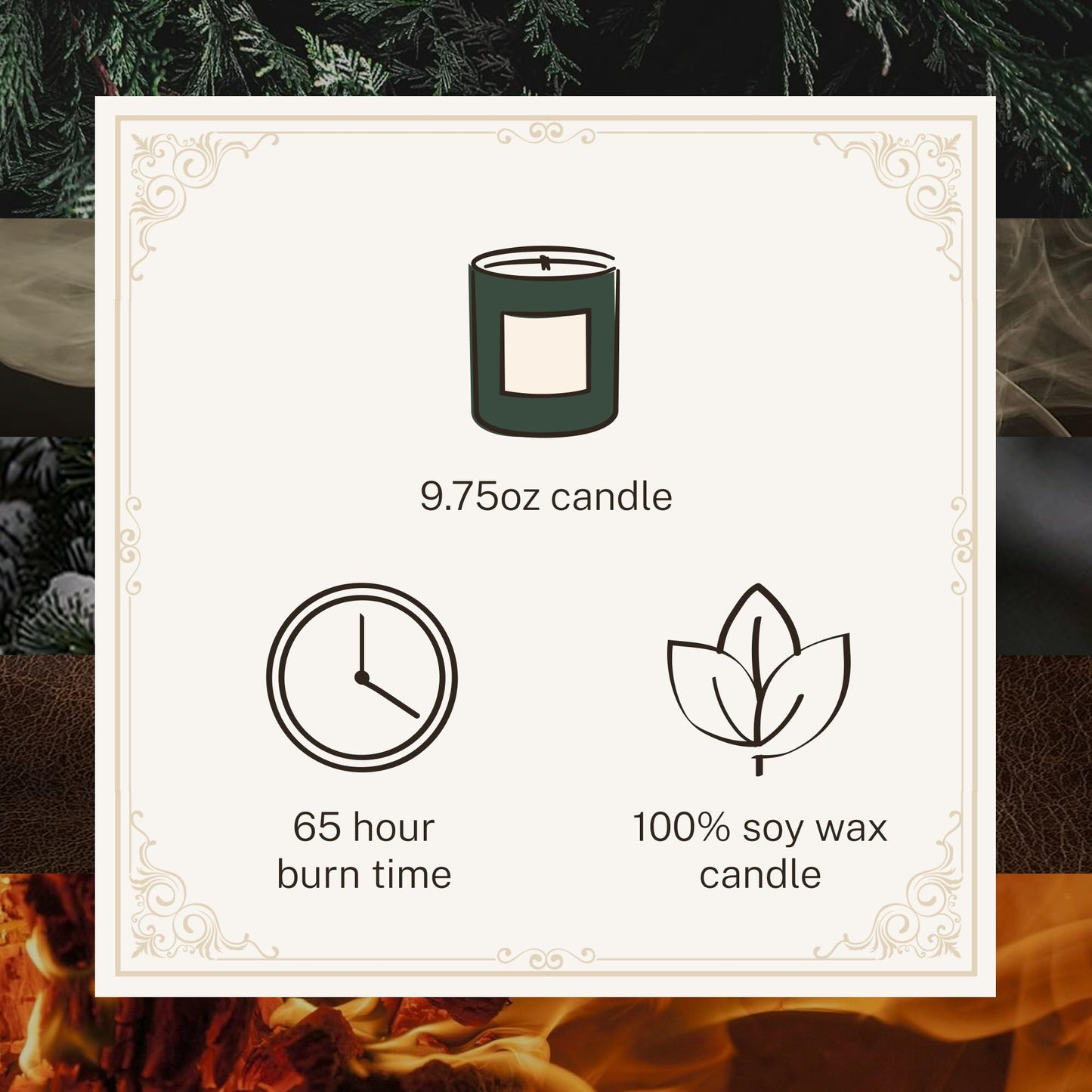 Hotel Lobby Aspen Candle – Luxury Hand-Poured 9.75oz Soy Wax with Cedarwood, Leather, Golden Embers, Smoke, and Pine – Infused with Essential Oils, 65-Hour Burn Time, Reusable Vessel, Clean Burn