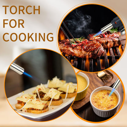 Butane Torch, JDHON Compact Kitchen Torch with Adjustable Flame, Professional Chef Culinary & Grilling Blow Torch Lighter for Cooking, Baking, Soldering, BBQ, Creme Brulee (Butane Fuel Not Included)