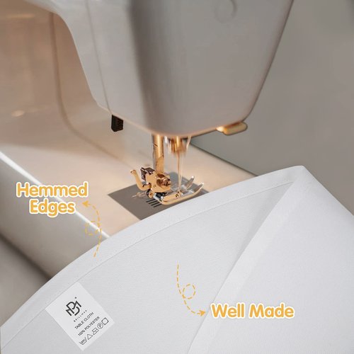 BRILLMAX 6 Pack White Round Tablecloths 90 Inch for 60” Tables - 150 GSM Polyester Fabric, 15" Standard Drop, Water, Stain & Wrinkle Resistant Cloth Cover for Wedding Reception Banquet Dining