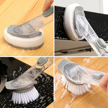 5-in-1 Soap Dispensing Dish Wand Kit | All-in-One Kitchen Cleaning Tool, Scrub Brush and Sponge Set with Soap Dispenser | Includes 2 Brushes, 2 Sponges, for Cleaning Dishes, Cookware, Utensils & Pots
