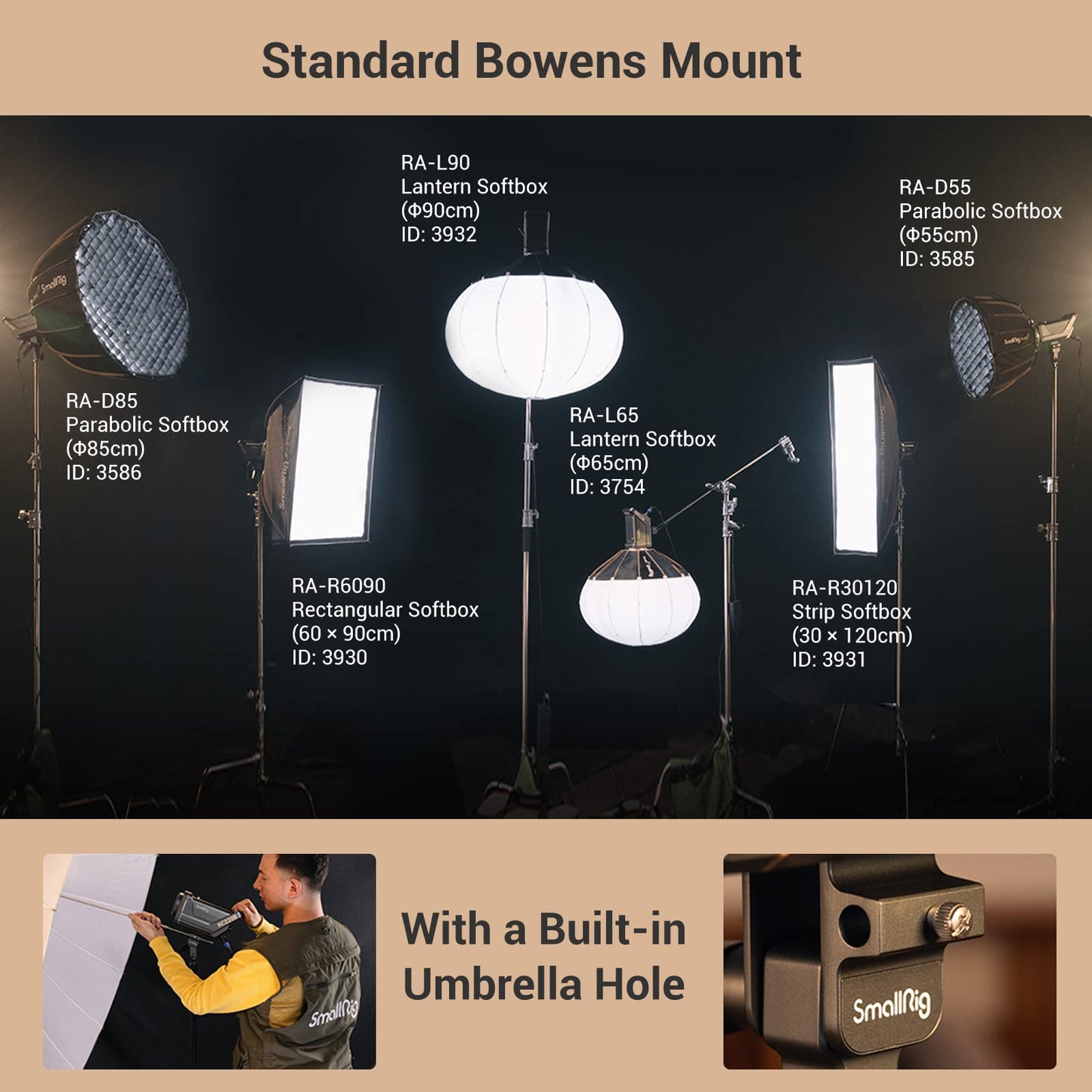 SmallRig RC 220B 220W Bi-Color LED Video Light 2700K-6500K 84500 Lux@3.3ft Continuous Lighting CRI 95+ TLCI 96+ w/Bowens Mount, Manual and App Control Remotely Professional Studio Spotlight