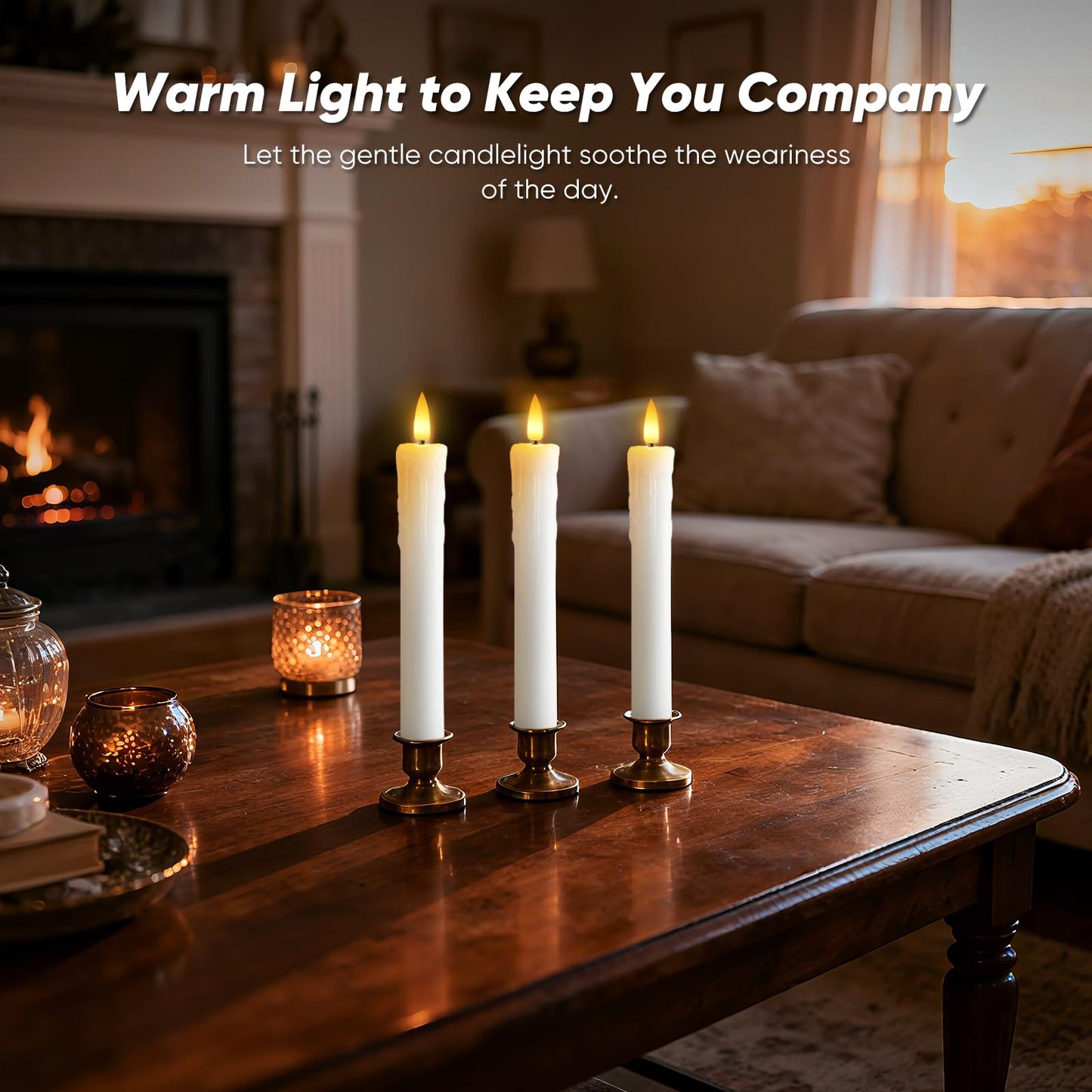 Meigic 7 Inches Dripless Flameless Taper Candles with Remote Timer Dimmer, Real Wax Battery Candlesticks, 3D Flame Fake Candlesticks for Home Wedding Christmas Decor, White, 12 Pcs