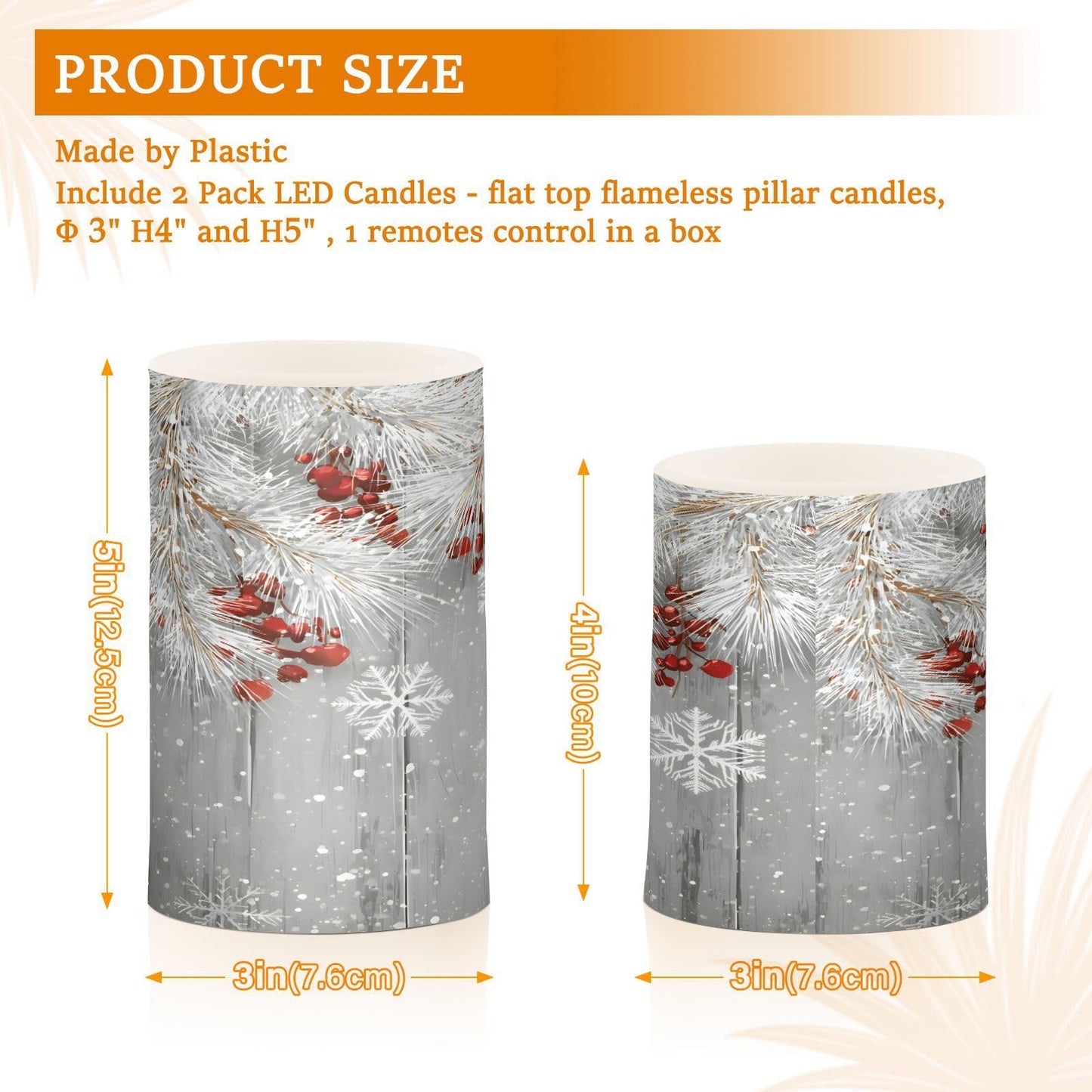 ALAZA Silver Winter Christmas Tree Snowflake Flickering Flameless Candles Battery Operated with Remote Timer,Tea Light Candles LED Pillar Votive Candles Set of 2 for Outdoor Indoor Decorations