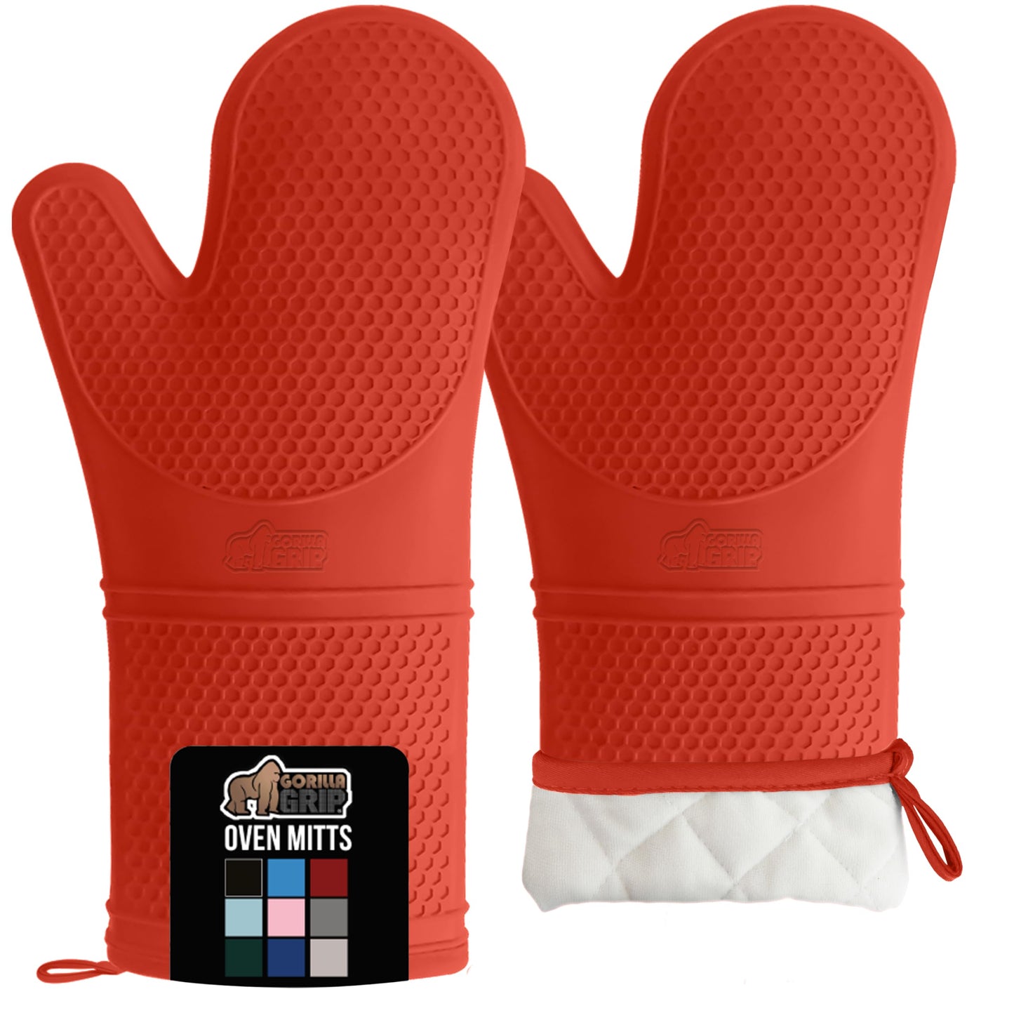 GORILLA GRIP BPA-Free Soft Silicone Oven Mitts and Pot Holders Sets, Heat Resistant Waterproof Cooking Gloves, Thick Cotton Lining, Flexible Gripping for Baking Grilling, Kitchen Trivets, Turquoise