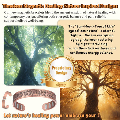 Cigmag Copper Bracelet for Men, with Powerful 9X 5000 Gauss Magnets, Adjustable Solid Pure Copper (Celtic Sun Moon Life Tree)
