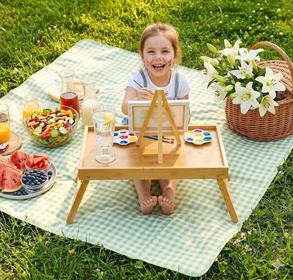Pipishell Bamboo Bed Tray Table - Foldable Legs for Breakfast, Laptop Use | Versatile Snack Tray