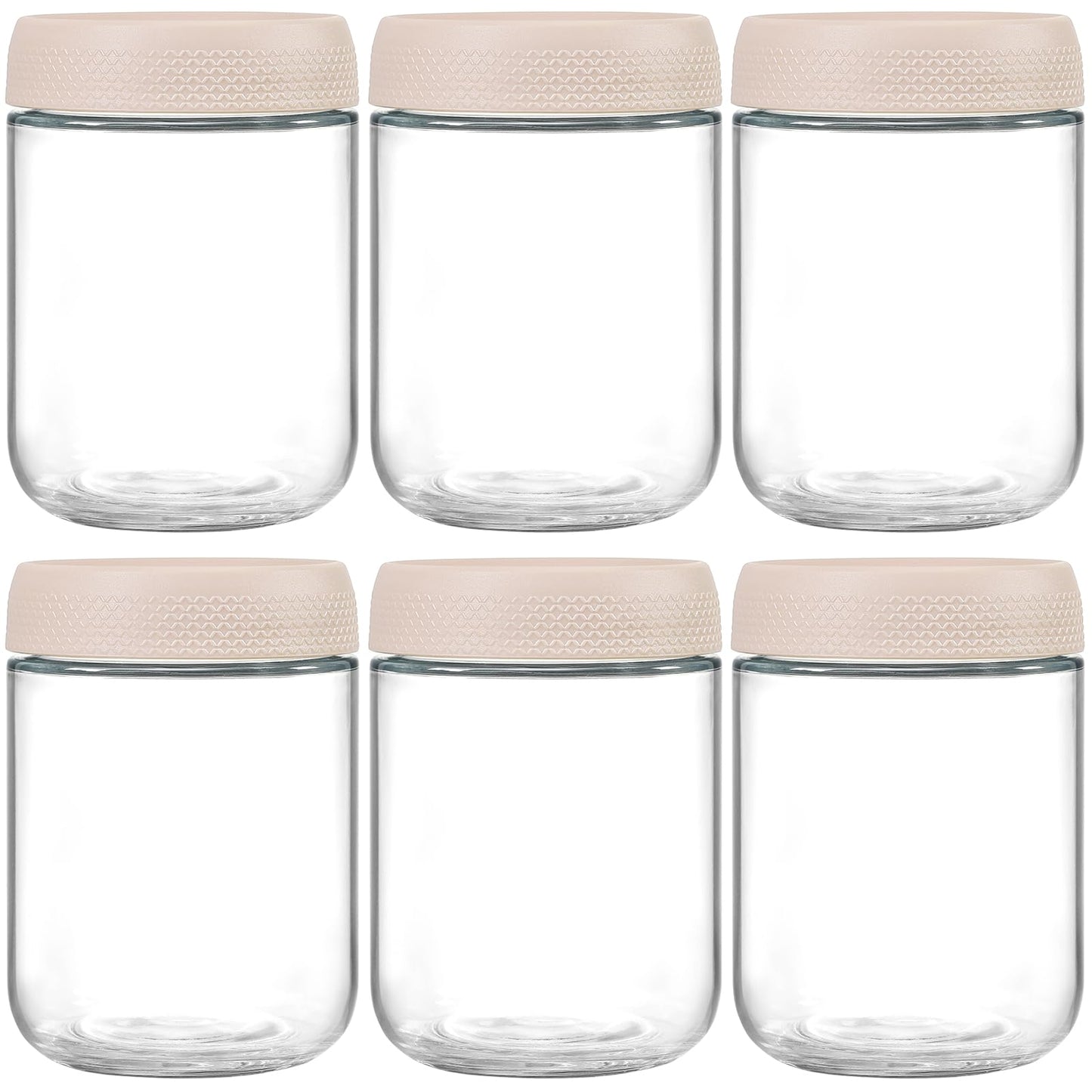 NETANY 6-pack 16 oz Overnight Oats Containers with Lids, Glass jars with Airtight Lids, Wide mouth Mason Salad jars, Glass Food Storage Containers for Snacks Yogurt Spice Sugar