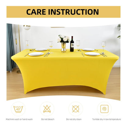 ZarzaaSik 10-Pack 8ft Spandex Table Covers for Rectangle Folding Tables - Washable Elastic Tablecloth - Ultimate Fitted Table Protector for Parties, Trade Shows, Banquet, and Wedding