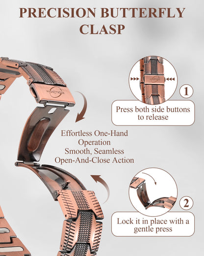MagnetNova Ultra Strength Magnetic Bracelets for Men, 99.99% Pure Copper Bracelet with 5000 Gauss Magnets, Adjustable Size with Sizing Tool & Gift Box (Copper-21mm)