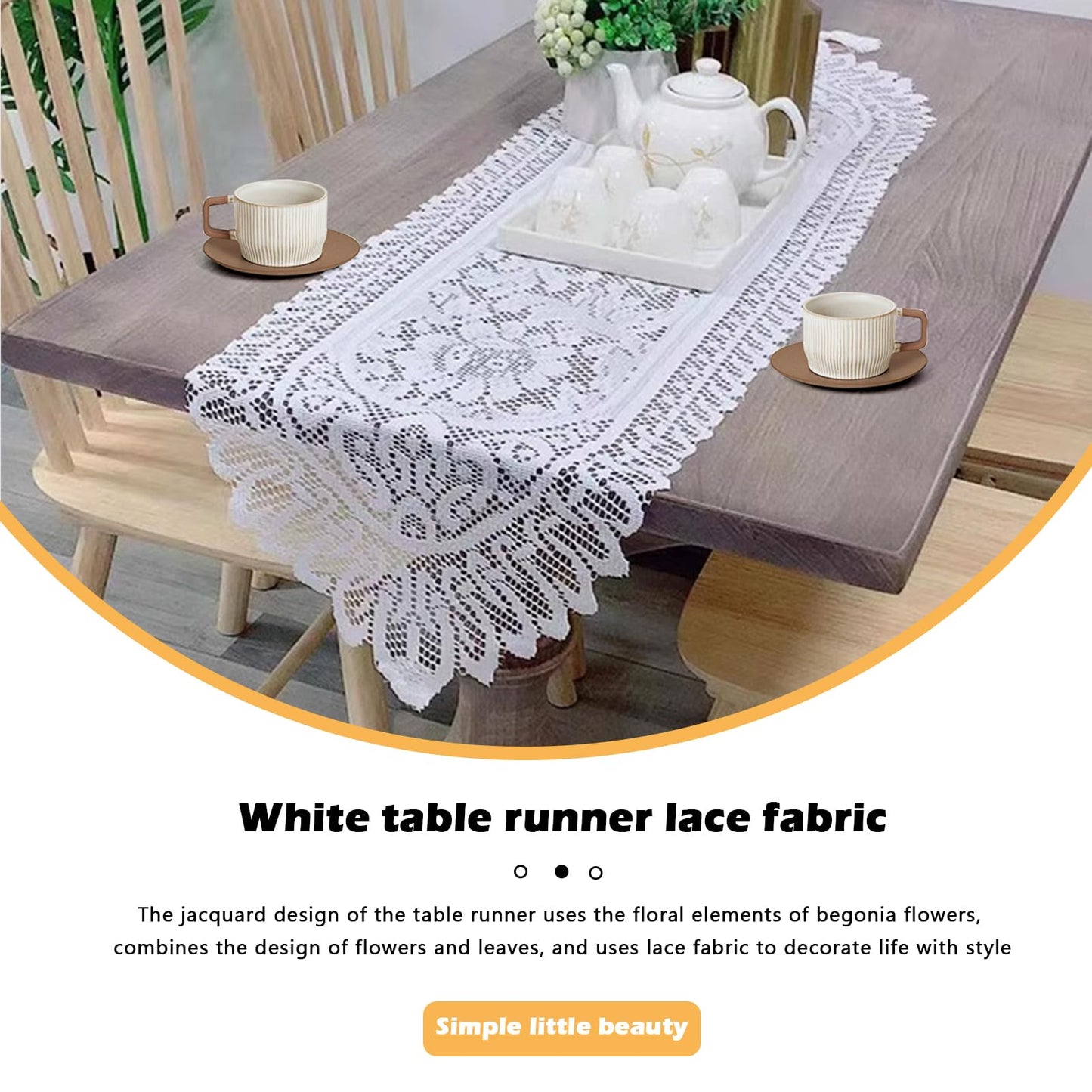PCMURSAL 4 Pack Cotton Crochet Lace Rectangular Table Runner Dresser Scarf Doilies, 13'' X 44'' White Cotton Dresser Scarf Table Runner for Bedroom Furniture, Home Decor