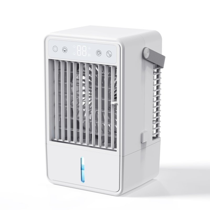 Portable Air Conditioners, Personal Mini Air Cooler Cooling Fan with 3 Speeds, 1L Evaporative Air Conditioner, 7 LED Light, 2 Cool Mist Air Conditioners Humidifier Fan Room Bedroom (Blue-WHITE)