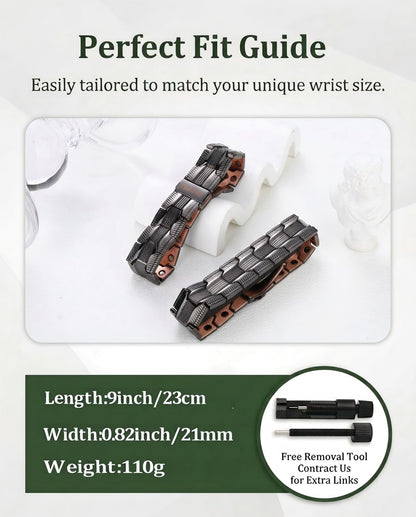 Fashtour Men’s Copper Bracelet, 3X Strength 99.99% Pure Copper Magnetic Bracelet with Magnets, Butterfly Clasp Design, Adjustable Length with Sizing Tool(Black)