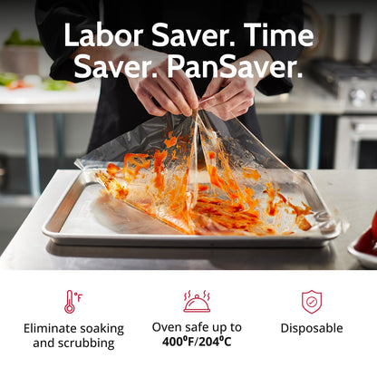 PanSaver Hotel Pan Clear Liners for Easy Clean Up - Disposable Buffet Pan Liners, Ovenable up to 400F (Half Pan - X-Deep | 23 x 18 IN)