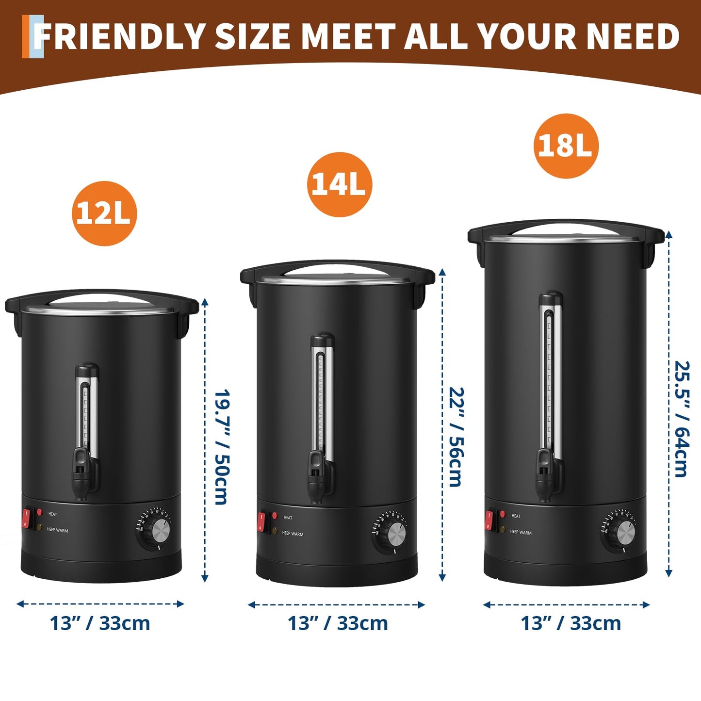 120-Cup Coffee Urn, 18L / 4.8Gal Double Wall Insulation Coffee Dispenser, Stainless Steel Large Hot Beverage Dispenser with Automatic Temperature Control & Faucet Commercial Coffee Urn, Black