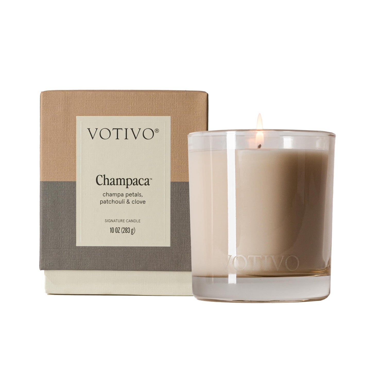 Votivo Champaca 10 oz Signature Candle | Soy Wax Blend | Luxury Glass Jar & Box | Home Decor | Gifts | Highly Scented