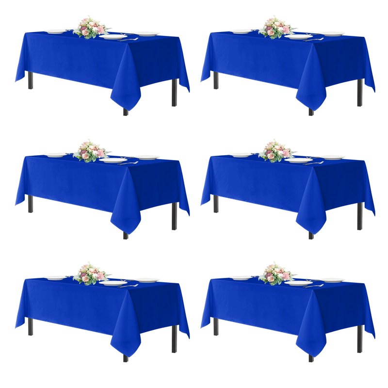 sancua Royal Blue Tablecloth for 8 Foot Rectangle Tables, 6 Pack - 60x120 Inch - Washable Fabric Table Cloth, Reusable Polyester Table Covers for Wedding Party, Banquet, Independence Day, July 4th
