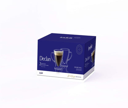 JoyJolt Declan Irish Double Wall Insulated Glass Espresso Mugs (Set of 2) -5-Ounces.