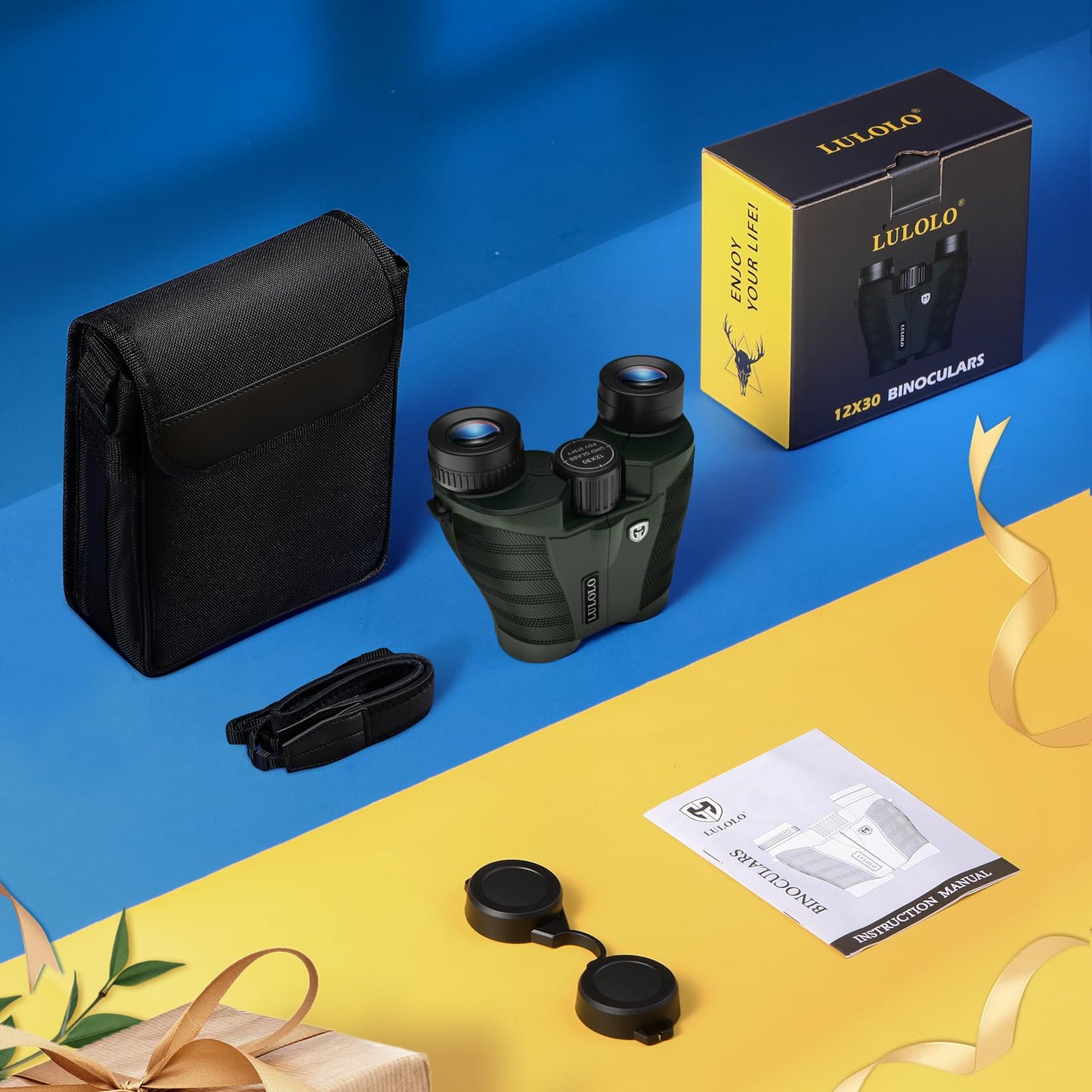 12x30 Compact HD Binoculars for Adults High Powered - Large View Binoculars with Clear Low Light Vision - Super Bright Lightweight & Waterproof Binocular for Bird Watching Travel Hunting