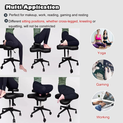 GenSDH Cross Legged Sitting Kneeling Office Chair with Wheels, Meditation Seat for Reducing Back Pain, Ergonomic Posture Corrective Seat - Improve Posture an,Green-One Size