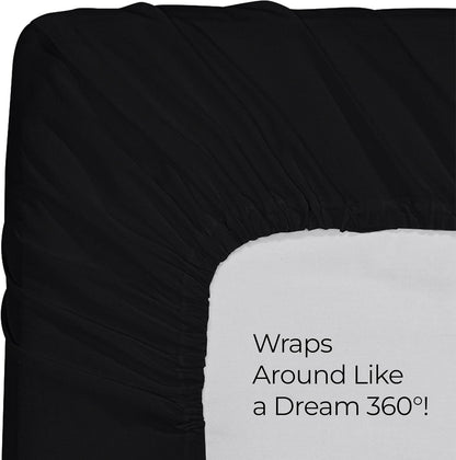Utopia Bedding Twin Fitted Sheet - Soft Microfiber - Deep Pocket, Fade Resistant - Black