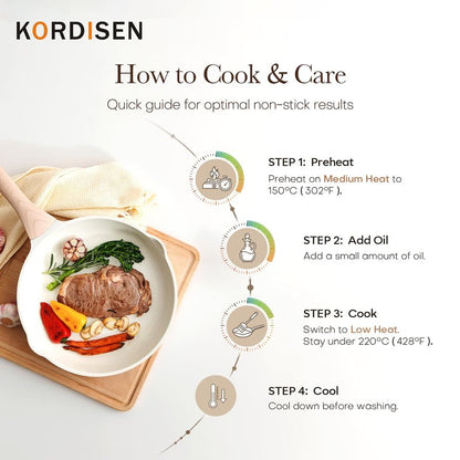 Kordisen Ceramic Non Stick Frying Pans Skillet, 8 Inch Ceramic Small Egg Pan Nonstick for Cooking Non Toxic, Healthy Induction Cookware, Heat Resistant Handle, PFOA & PFAS Free