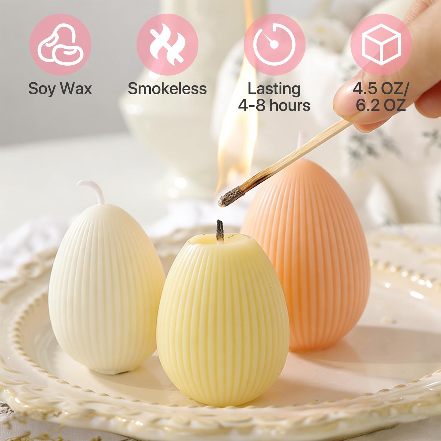 Fieldspark Easter Bunny Candles Purple Set, 2.5'' x 4.5'' Flower & Fruit Scented Candles, Cute Rabbit Shaped Easter Gifts for Kids, Home Decor, Spring Celebration, 2 Pcs