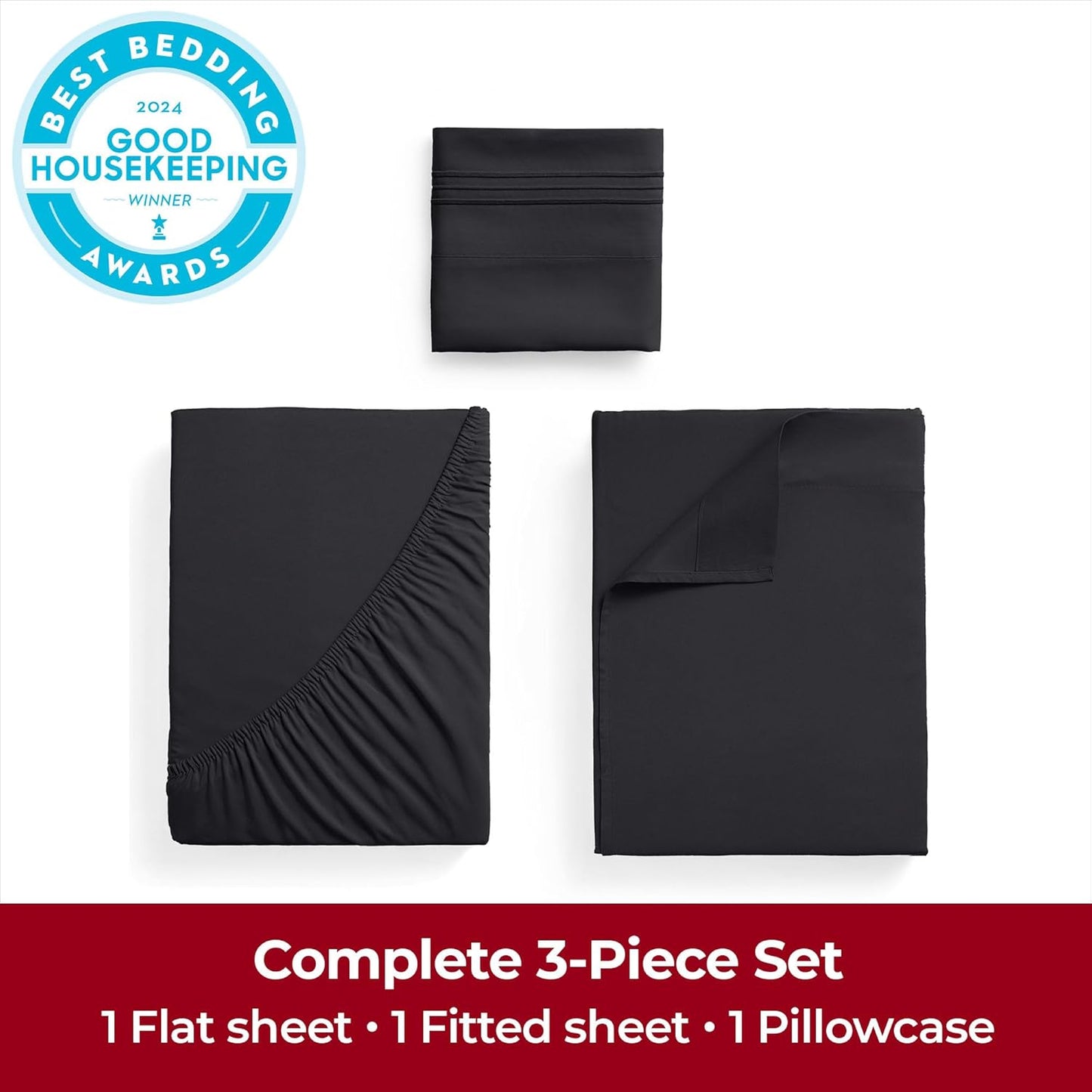 Mellanni Extra Deep Twin XL Sheets - Hotel Luxury Bedding Set | Ultra Soft, Cooling, Stain Resistant (Black)