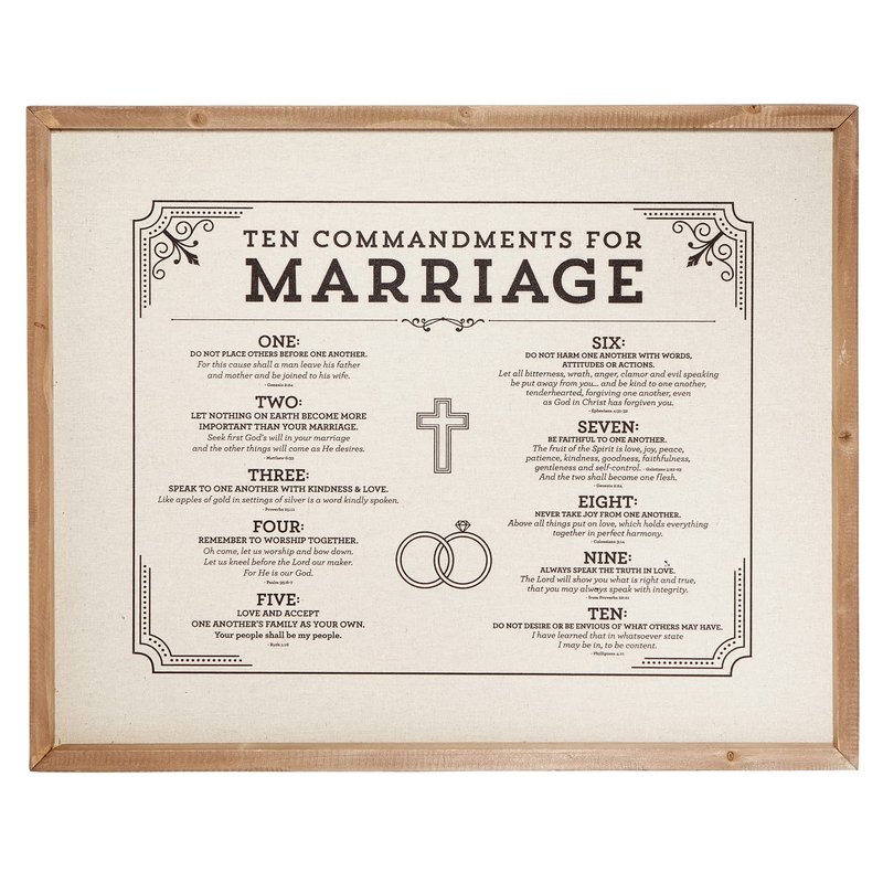 Creative Brands Faithworks - Wood Framed Linen Wall Art, 20 x 16-Inch, 10 Commandments of Marriage
