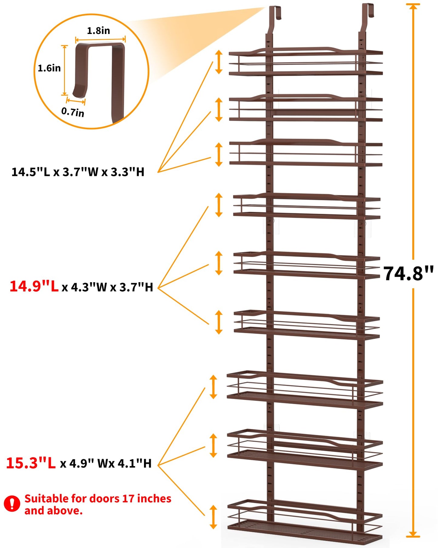 Moforoco 9-Tier Over The Door Pantry Organizer, Pantry Organization and Storage, Black Hanging Basket Wall Spice Rack Seasoning Shelves, Home & Kitchen Bedroom Bathroom House Essentials