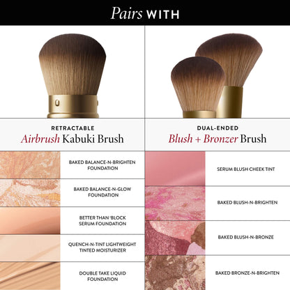 LAURA GELLER NEW YORK Retractable Black Kabuki Brush for Liquid, Cream and Powder Face Makeup With Aluminum Handle
